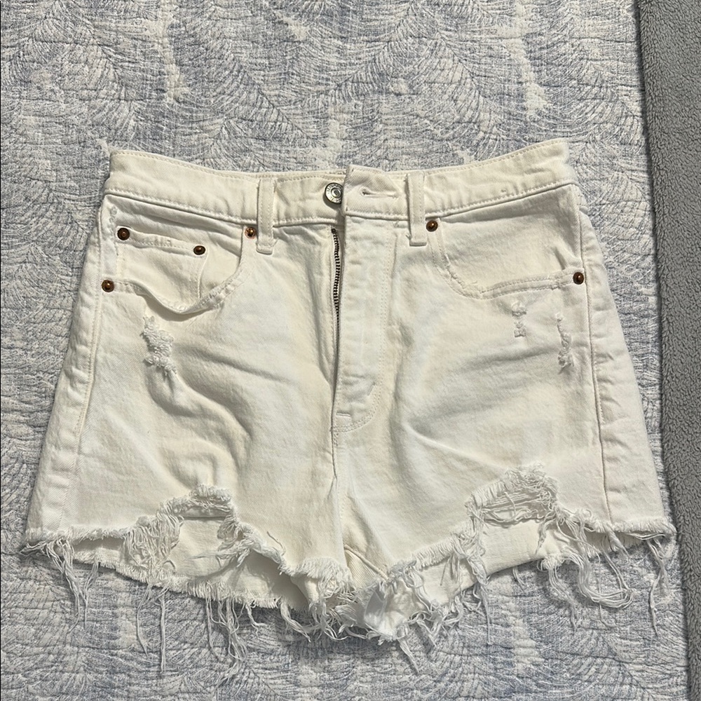 White Distressed Denim Shorts